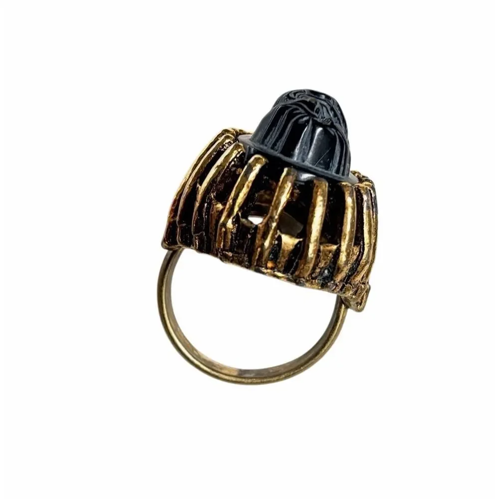 Vintage Black  Cameo Adjustable Statement Ring